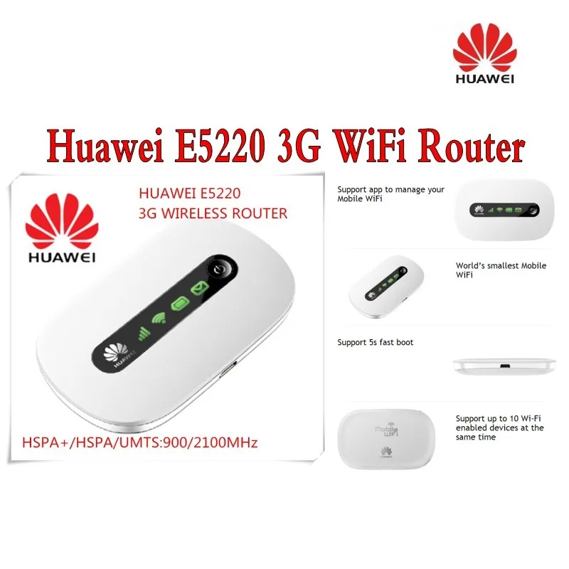 Лот 50 шт. Huawei e5220 Белый Мобильный Wi-Fi 3G HSPA 21 Мбит Беспроводной Hotspot модем Wi-Fi маршрутизатор, DHL доставки