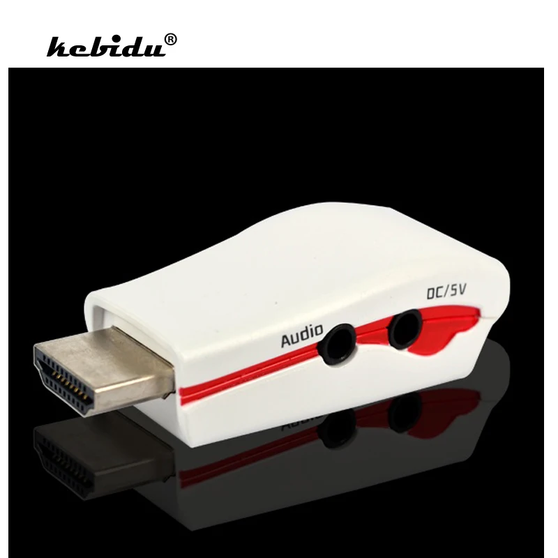 

kebidu Hot HDMI to VGA Adapter with Audio Cable Power Male To Female 1080p HDMI to VGA Converter For PC/TV/for Xbox 360 for PS3