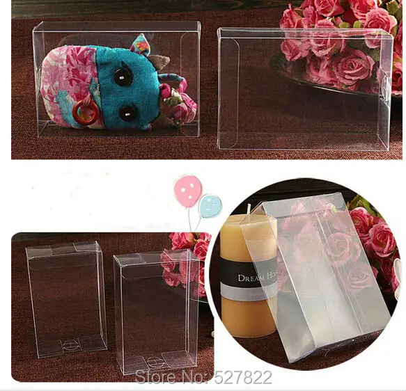 100PCS 4X8X12CM Plastic Packing Box Birthday Wedding Gift Packaging Box Clear PVC Box Cosmetic Bottle Boxes