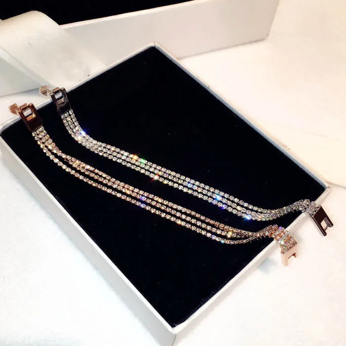 

Full Rhinestone Bracelets For Women Bijoux Gold-color Chain New Fashion Jewelry Fine Gift