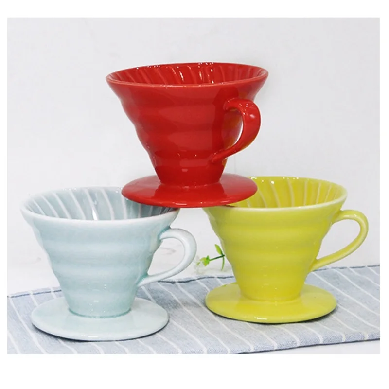 Kaufen Wiederverwendbare Gießen Über Kaffee Tropf Maker Motor Keramik Cafe V60 Filter Trichter Tasse Permanent Korb Sieb Werkzeug Für 1  4 tassen