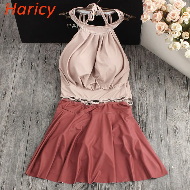 

2019 New Patchwork One Piece Swimsuit Women Swimwear Push Up Bathing Suit Back Cross Monokini Beach Wear Retro Swim Suit