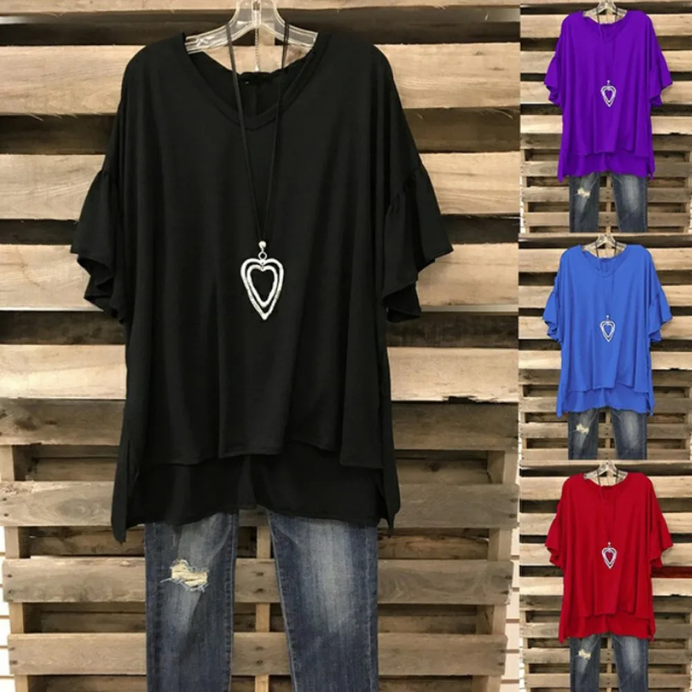 

Women's Summer Daily Casual Polyester Standard Thickness Solid V Neck Short Sleeve Daily Fashion Club Shirt Tops Drop Shipping