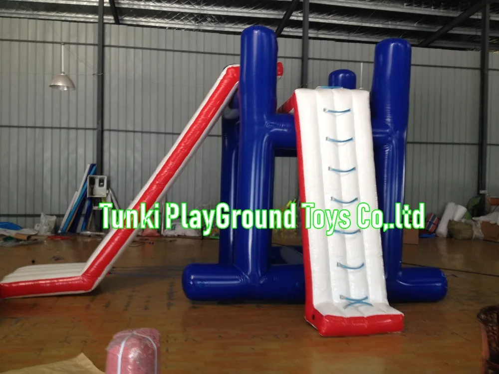 Inflatable Floating slide Water Park Iceberg air ladder climbing