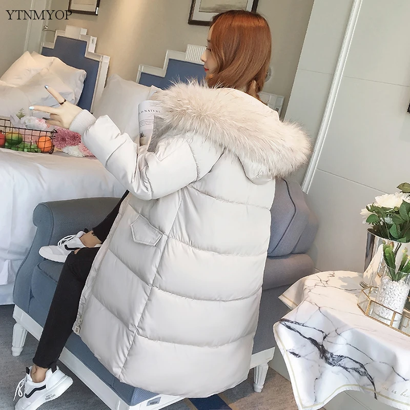 Goede YTNMYOP 2019 vrouwen Winter Jassen Hooded XS 2XL Parka Nieuwe Slanke Mode Gewatteerd Jasje Dikke Warme Parka Vrouw Grote Bont kraag