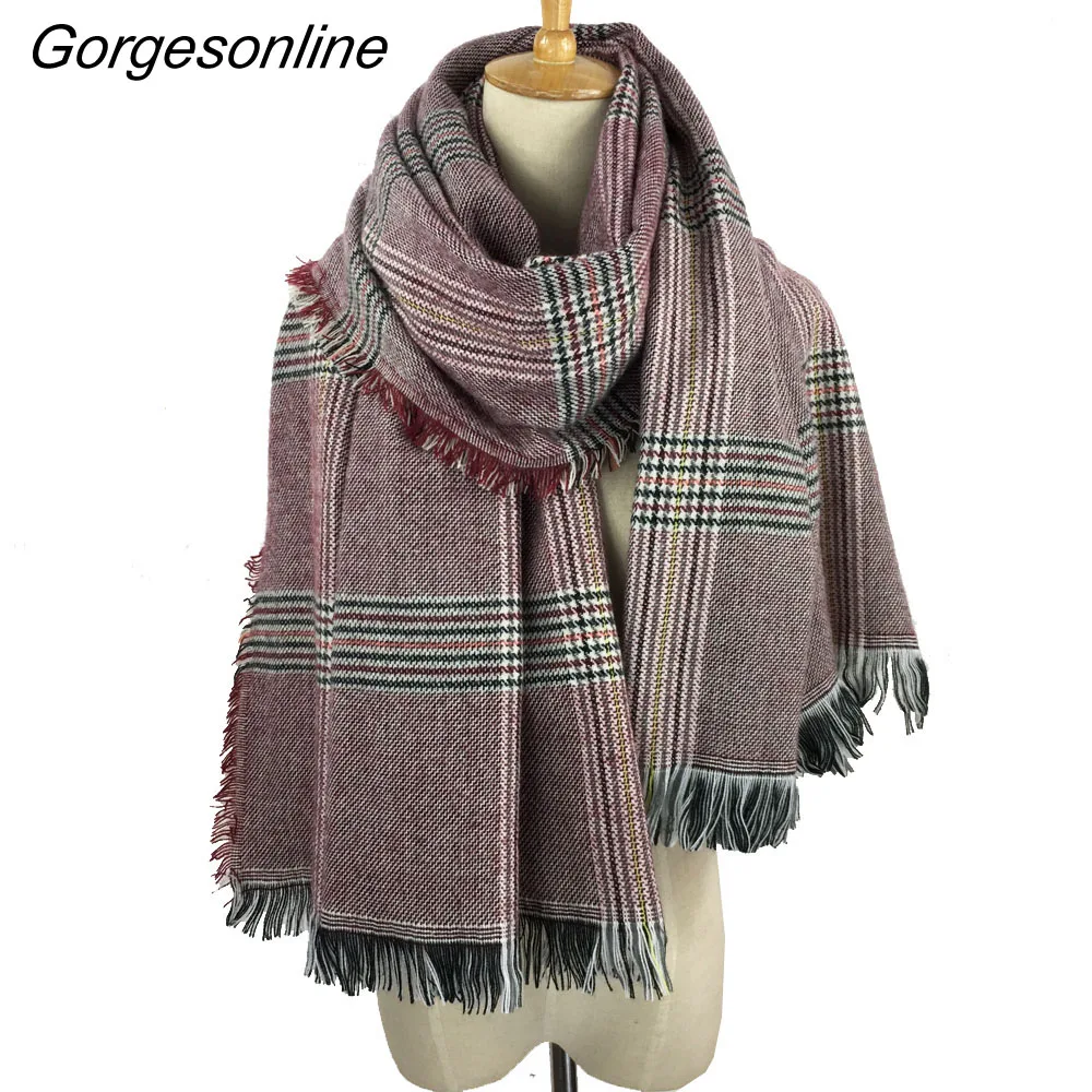 

New Fashion Style Quality Newest Cashmere feel Blanket Houndstooth Winter Scarf For Women Girl's Long Wrap Shawl