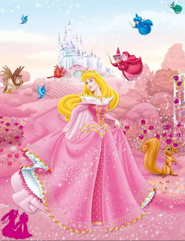 

Aurora Rose Sleeping Beauty Fairy Princess Castle elf sparkly pink Background Vinyl cloth Spray Painted wall backdrops