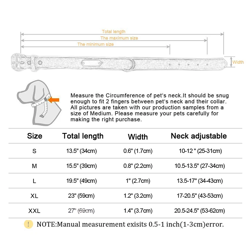 Ошейник для собак, прочный индивидуальный ошейник для собаки, кожаный мягкий ошейник для домашних животных, индивидуальный ошейник для маленьких средних и больших собак, кошек, 4 размера