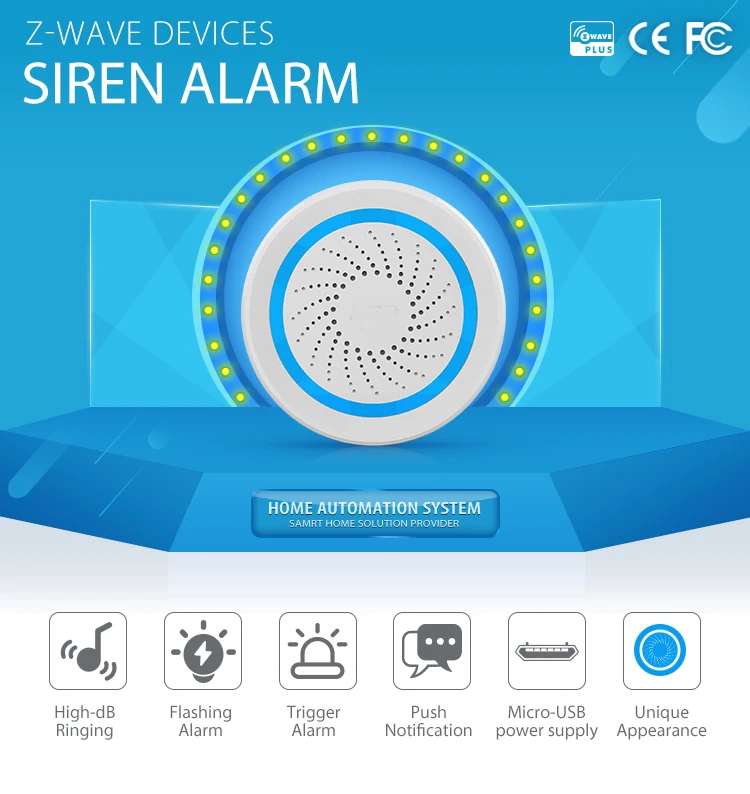 

SmartYIBA Z-wave 868MHz Supper Alarm Dazzling Light Automation Battery-Powered Wireless USB Siren Alarm Sensor 2pcs/lot