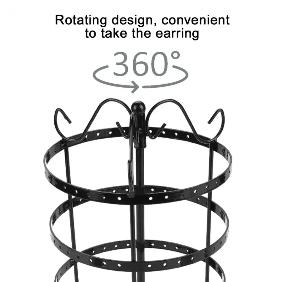 144 отверстий металлический органайзер для сережек вращающийся пьедестал для демонстрации ювелирных изделий витрина для ожерелья стойка для хранения сережек дерево держатель ювелирных изделий