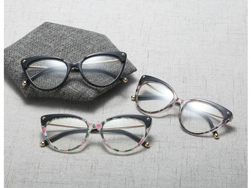 Cat Eye Prescription Glasses Frame Optical Myopia Hyperopia Astigmatism Lenses Anti Reflective Blue Light Corrective Eyeglasses