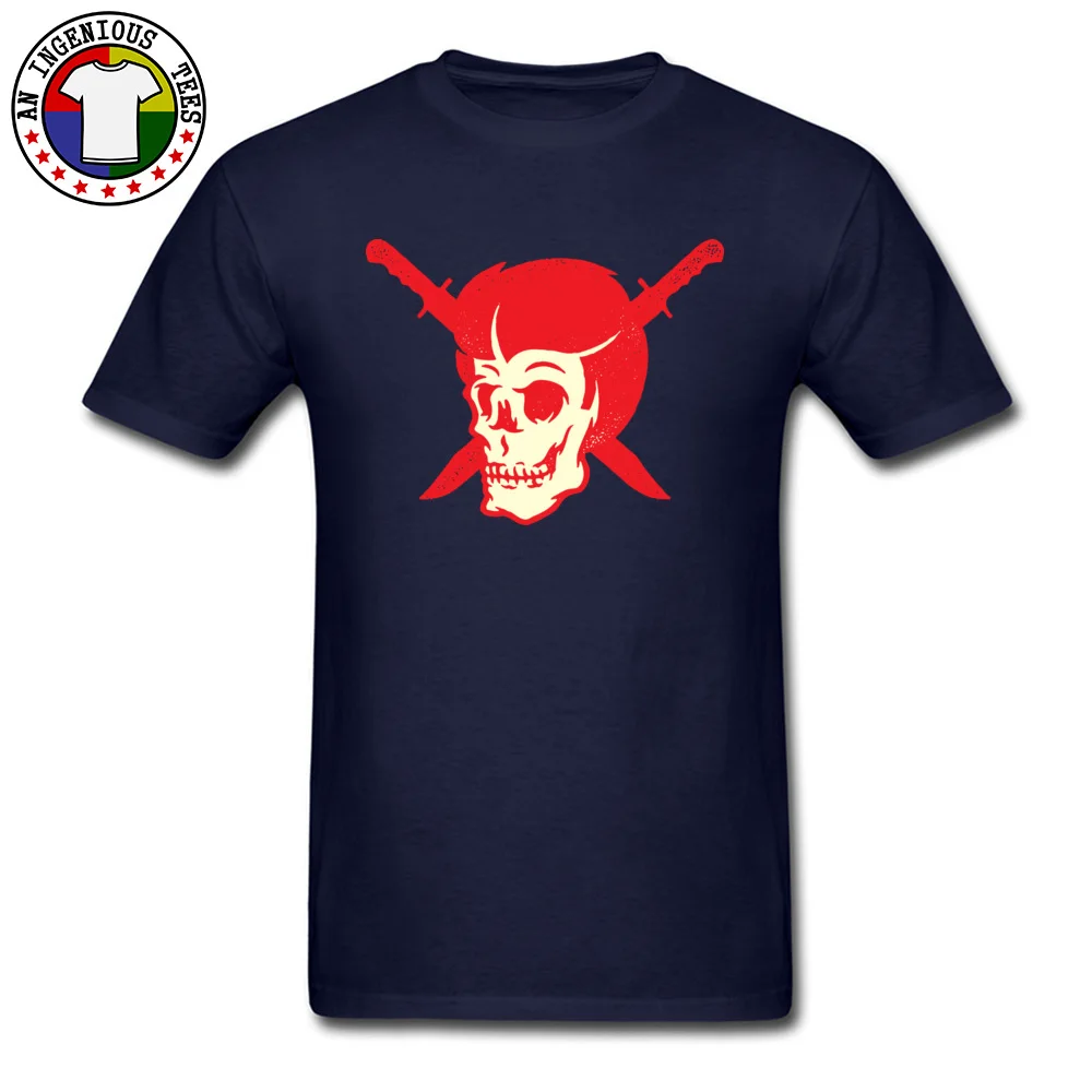 Skull and Dagger All Cotton Male Short Sleeve Tops Shirts Comics Summer Top T-shirts Slim Fit Clothing Shirt Slim Fit O-Neck Skull and Dagger navy