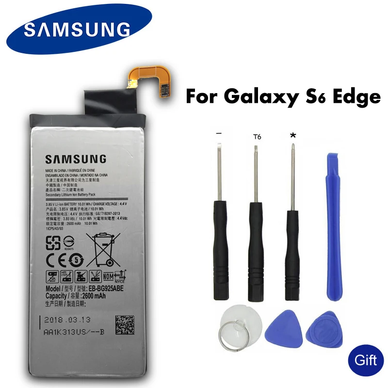 Meilleur SAMSUNG D origine Batterie De Rechange EB BG925ABE 2600 mAh Pour Samsung GALAXY S6 Bord G9250 G925FQ G925F G925S S6Edge G925V G925A