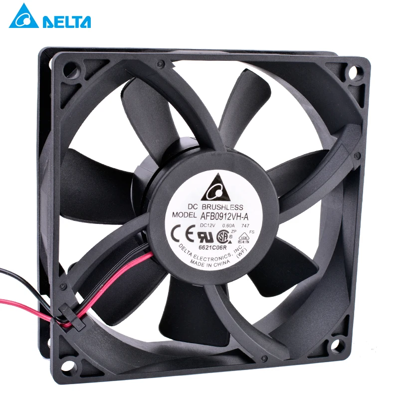 

AFB0912VH-A DELTA 90mm fan 9025 92x92x25mm 12V 0.60A double ball bearing large air volume cooling fan