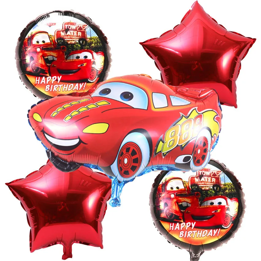 

5pc/set Cartoon Car Foil Balloon Inflatable Helium Balloon globos Happy Birthday Party Decor Supplies kids air balloons