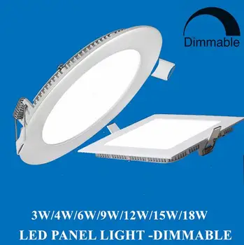 

Ultra thin Design3W/4W 6W/9W/12W/15W/18W LED Dimmable Ceiling Recessed Grid Downlight Round/ Square LED Slim Panel Light Dimming