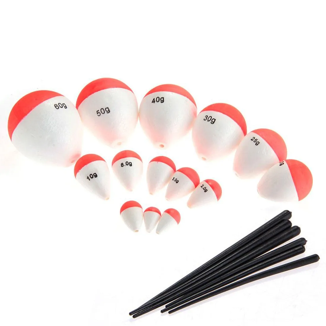 

Hot 14 piece Fishing Floats Set 2g-60g High Quality Sea Fish Float with Sticks Fishing Tackle Accessory