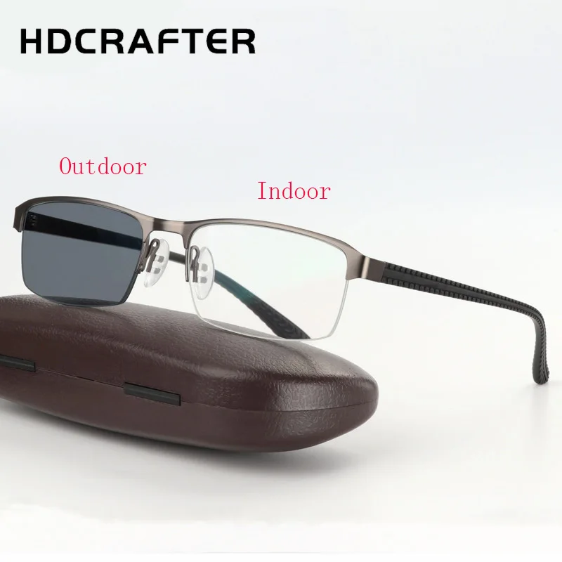 HDCRAFTER(SPH: 0~+ 400) диоптрий фотохромные очки для чтения, мужские титановые очки для дальнозоркости, дальнозоркости, очки для улицы