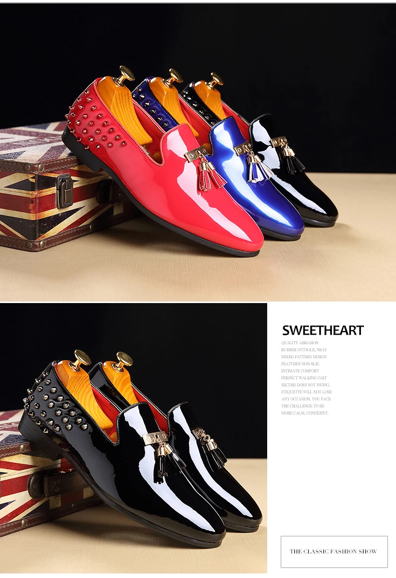 Mens Casual Shoe Wedding Mens Shoes Casual Slip On Red Waterproof Luxury Men Loafers Shoes Gold Fashion Party Shoe Men Plus Size (9)