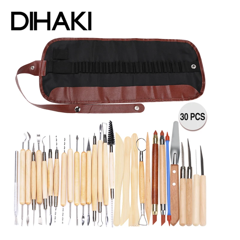 

30pcs/Set Pottery Clay Sculpture Carving Modelling Ceramic Wooden Tools Kit DIY Craft For Home Handwork Supply Tool Accessories