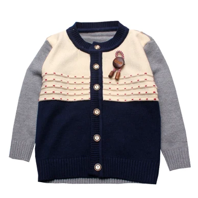 Вязаный свитер для мальчиков; Повседневный Детский кардиган с длинными рукавами; трикотажная одежда для мальчиков; хлопковый теплый осенний кардиган; одежда для маленьких мальчиков - Цвет: Серый