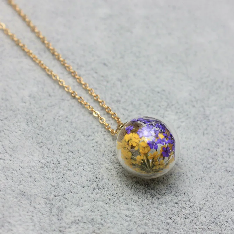 

2019 new design summer style glass beads necklaces&pendants vintage simple natural flower chain necklace for women