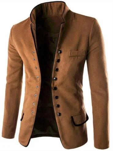 ZOGAA мужские повседневные куртки, пальто, приталенный Блейзер, костюмы для мужчин, высокое качество, воротник-стойка, шерстяные, для бизнеса, верхняя одежда, пальто для мужчин