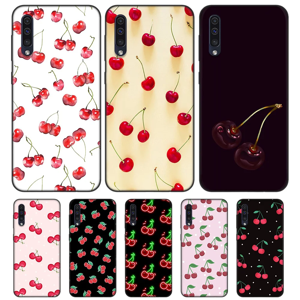 

Pink Cherri Black TPU Silicone Case for Samsung Galaxy A7 A9 2018 A10 A20 A30 A40 A50 A60 A70 A80 A20E A90 5G Note 10 M40 Case