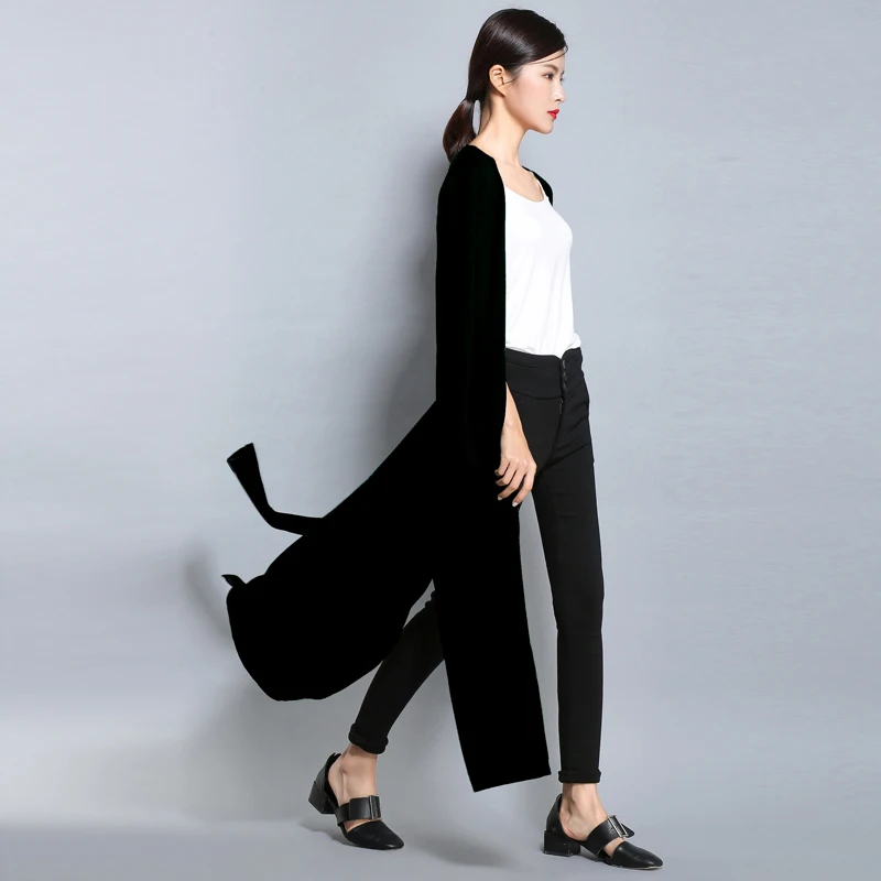 

Autumn And Spring Fashion Women Long Sweater Cardigans New Solid Color V-Neck Full Sleeve Outerwear Flat Knitted Female Clothes