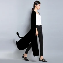 Autumn And Spring Fashion Women Long Sweater Cardigans New Solid Color V-Neck Full Sleeve Outerwear Flat Knitted Female Clothes