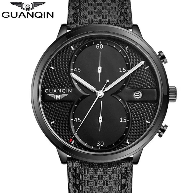 montre homme Mens Watches Top Brand Luxury GUANQIN Men Military Sport Luminous Wristwatch Leather Quartz Watch relogio masculino