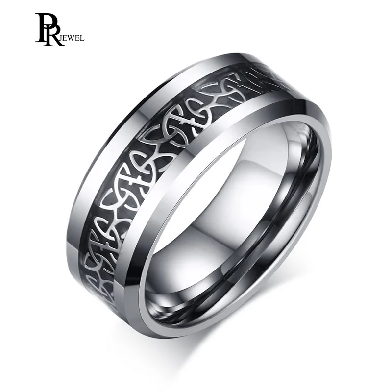 Men Tungsten Carbide Ring Wedding Band 8mm Silver Tectured Inlay Polish Finish Wedding Band