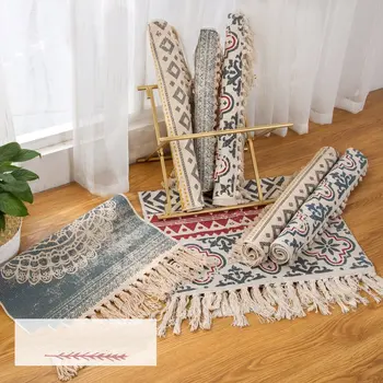 

Cotton Soft Tassel Home Carpets For Living Room Bedroom Decorate Home Carpet Floor Door Mat Simple Nordic Bohemia Area Rug Mat
