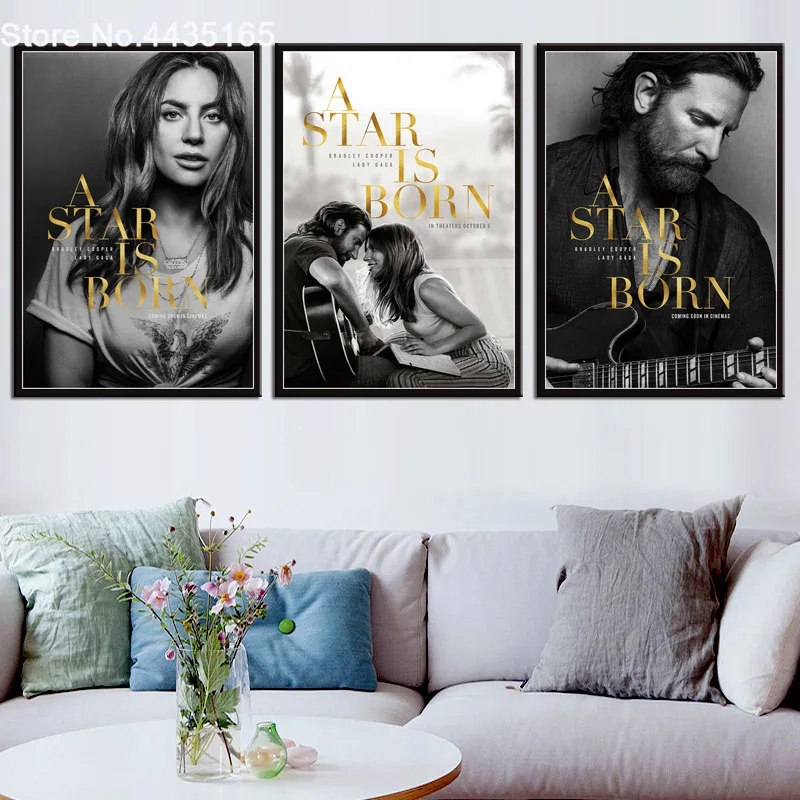 

A Star Is Born Poster Bradley Cooper Lady Gaga Movie Posters and Prints Wall Art Canvas Painting HD Picture for Room Home Decor
