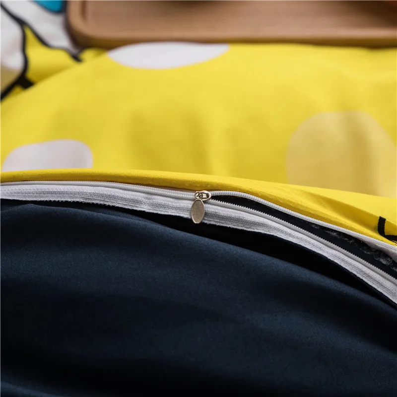 С мультипликационным принтом «большие глаза», «Губка Боб» желтый Постельное белье хлопковое постельное белье для детей подарок 3/4 шт. постельное белье с простыня, наволочки для подушек
