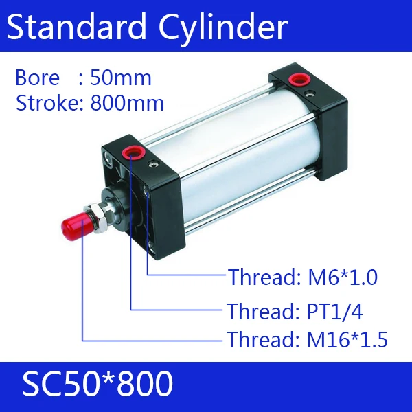 SC50*800 Free shipping Standard air cylinders valve 50mm bore 800mm stroke SC50-800 single rod double acting pneumatic cylinder