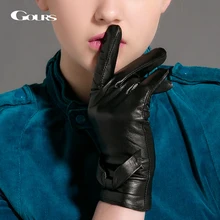 Gours женские зимние перчатки из натуральной кожи модные брендовые черные перчатки из козьей кожи на палец Новое поступление теплые варежки GSL013