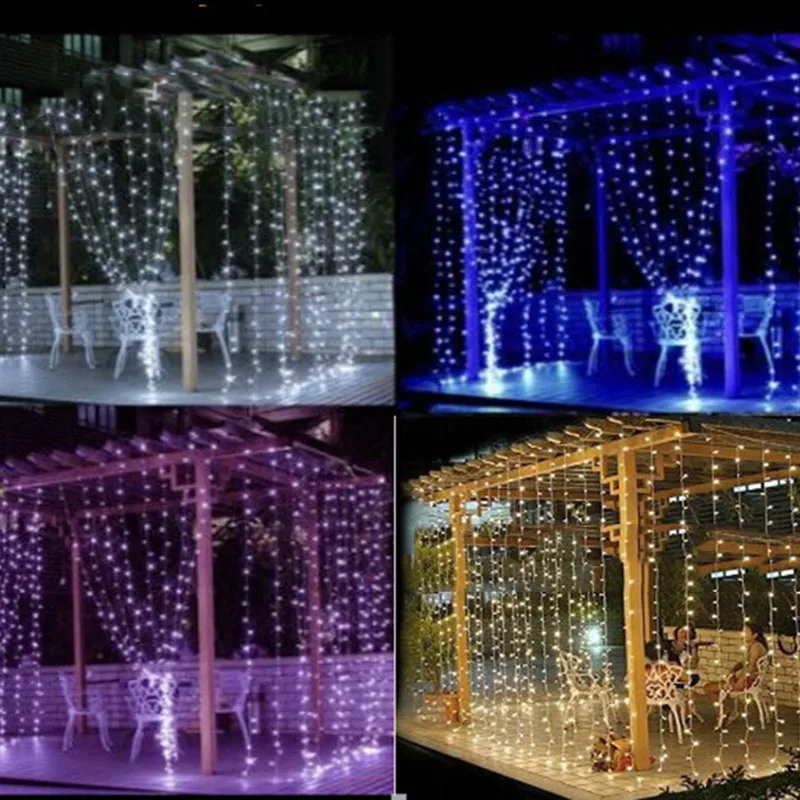

3M x 3M Christmas starry patio copper wire outdoor led string lights wedding curtain lights Fairy Curtain Garlands Party Lights