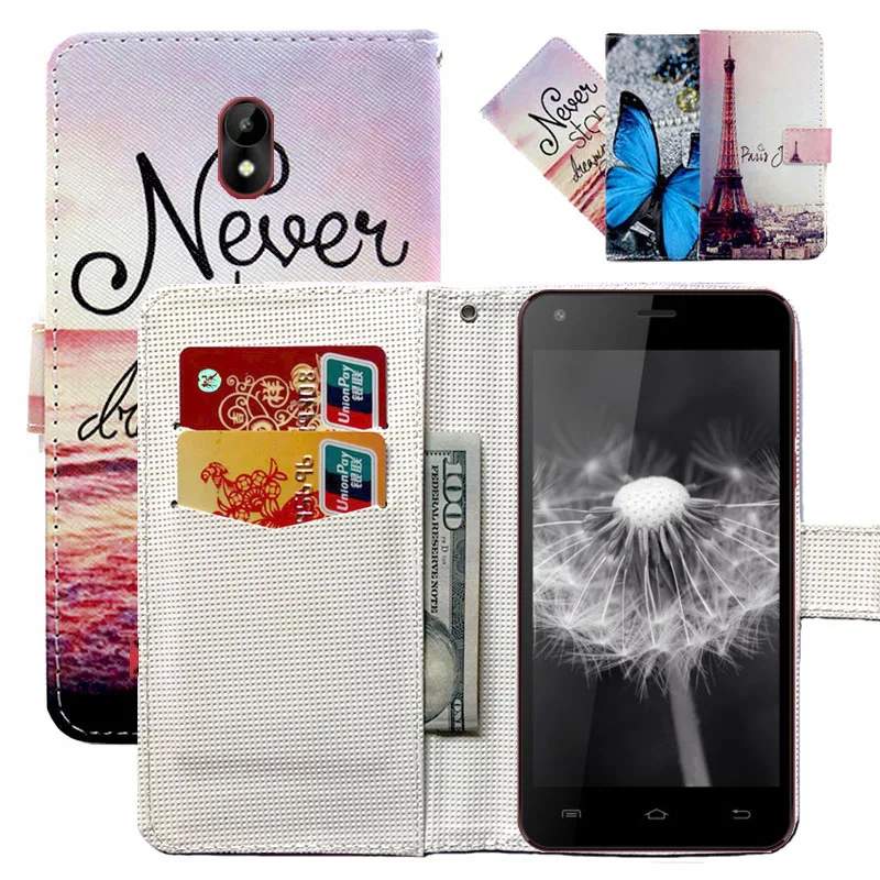 

Fashion 11 Colors Cartoon Painting PU Leather Magnetic clasp Wallet Cover For FinePower C1 Case