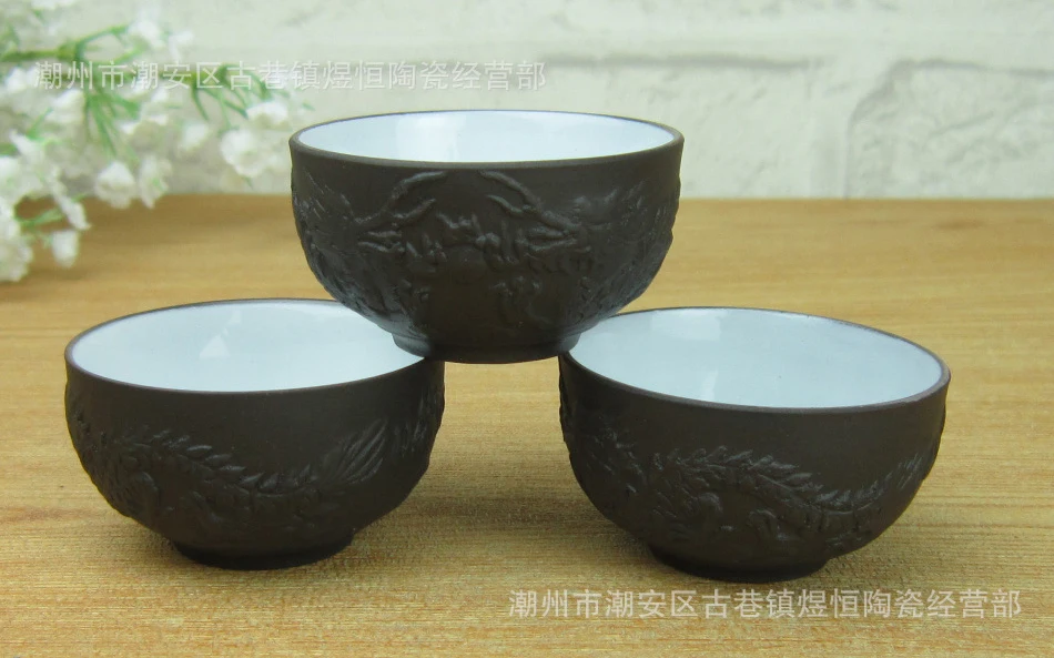 Kung Fu Tea Set Chinese Ceramic Teapot 210ml 1 Dragon Kungfu Tea Pot + 6 Cups Set Chinese Ceremony Small Capacity Gift