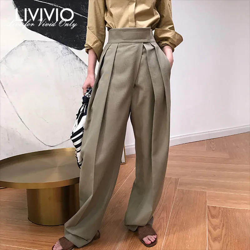 

[LIVIVIO] Autumn Women's Harem Pants High Waist Causal Loose Trouser For Women Pants Female Clothes Fashion Elegant New