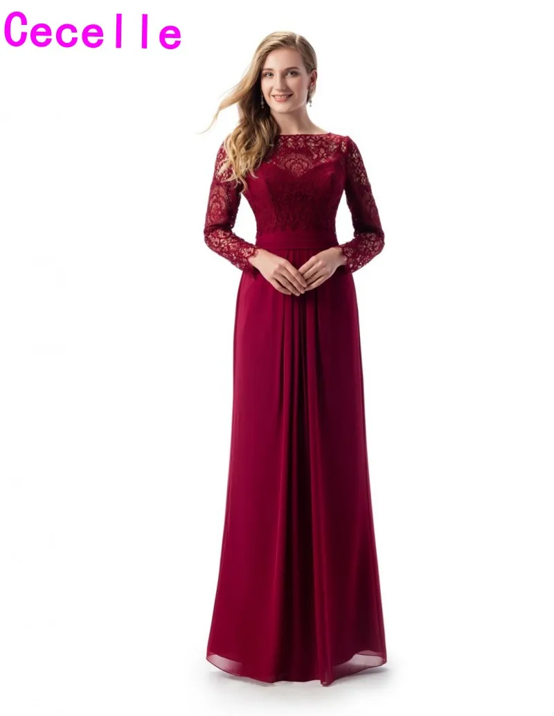 red long sleeve bridesmaid dress