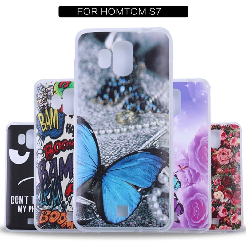 

Back Mobile Phone Soft Painted Cover Cases For Homtom S7 5.5 in Silicon Protective Cover Guard Shell Case Cover Protector