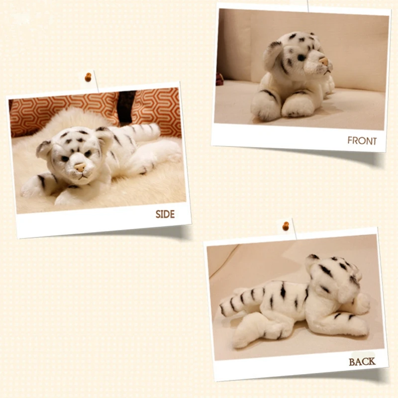 Dorimytrader quality simulation animal white tiger plush toy realistic lying little animals tiger doll kids gift decoration 39x15x16cm DY50142 (11)
