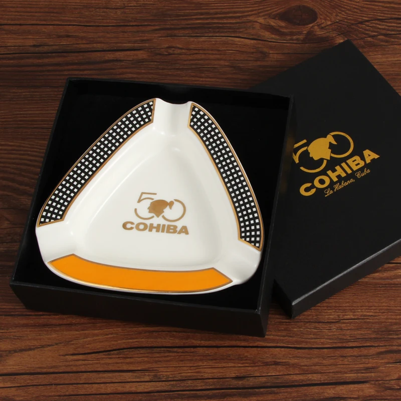 COHIBA пепельница для сигар Роскошные Большие пепельницы 3 сигары держатель для отдыха керамический пепельница для сигарет аксессуары для курения Cenicero для сигар