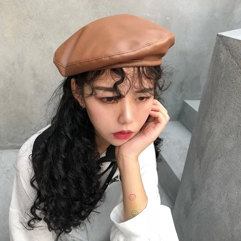 beret hats for women leather berets for women Autumn Winter beret women