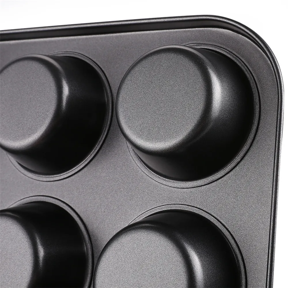 (BAKING MUFFIN PAN) Finether 12-Cup Nonstick Muffin and Cupcake Pan Tart Quiche Pan, Dark Grey4