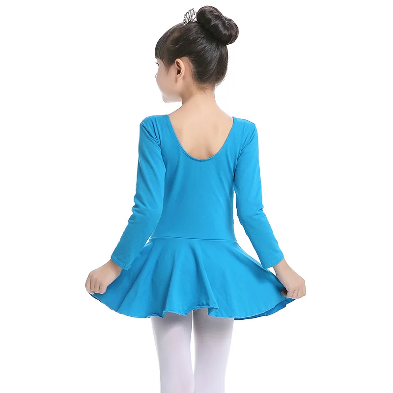 Детское балетное платье балерины голубого цвета гимнастическое леопардовое Трико-пачка для девочек, детские танцевальные костюмы, танцевальная одежда танцора, одежда - Цвет: blue long sleeve