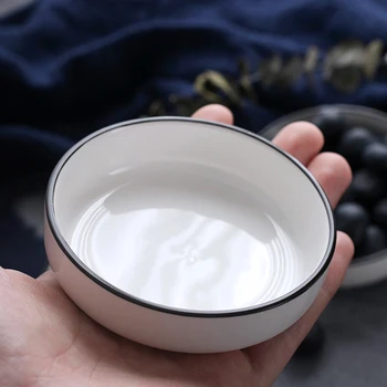 

2PCS/Lot Japanese-style Brief White Black Rim Ceramic Bone China Weidie Spices Small Bowl Home Tableware Seasoning Dish Plate