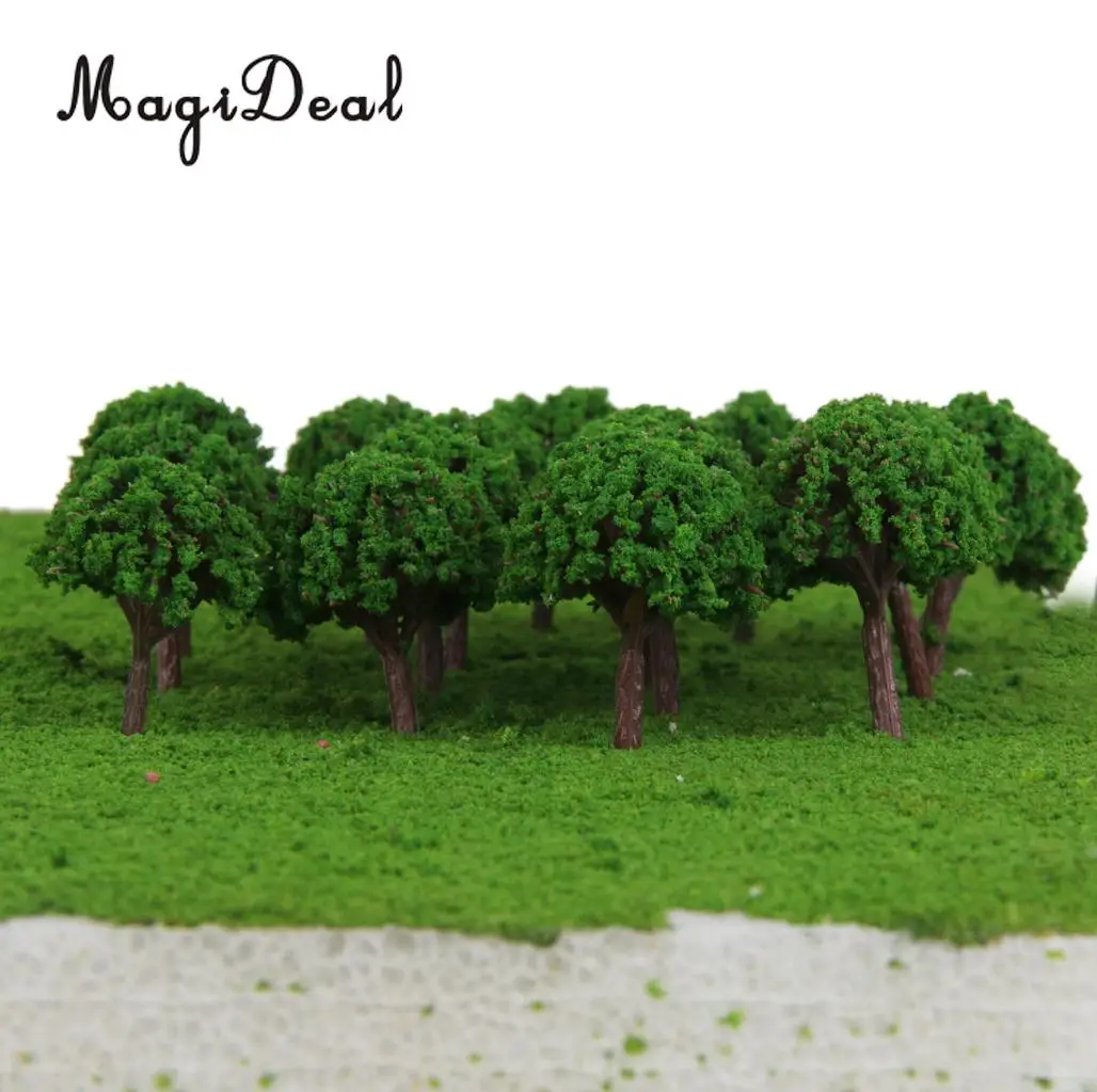 MagiDeal 50Pcs Plastic 3cm Scenery Landscape Train Model Trees Light Green for Street House Park Garden Layout Classroom Decor